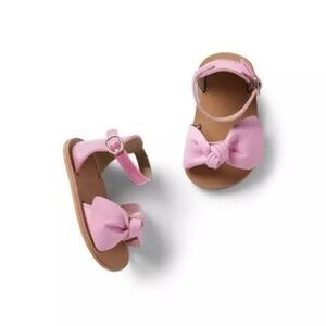 NWT Janie and Jack Baby Bow Sandal shoes Begonia pink 18 - 24 months